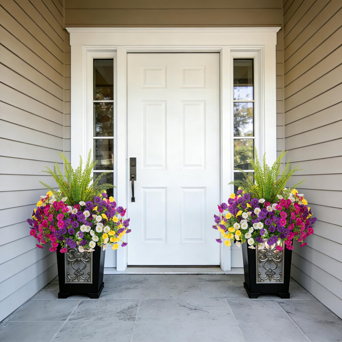 TakeArt Boston fern detail in artificial arrangement, lush greenery with low maintenance.