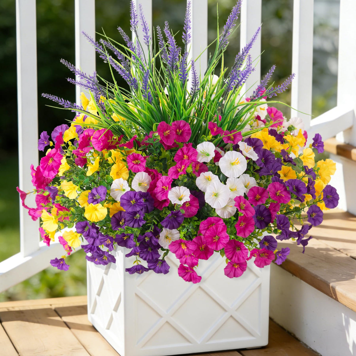 TakeArt artificial morning glory close-up blooms for vibrant outdoor planters.