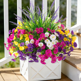 TakeArt artificial morning glory close-up blooms for vibrant outdoor planters.
