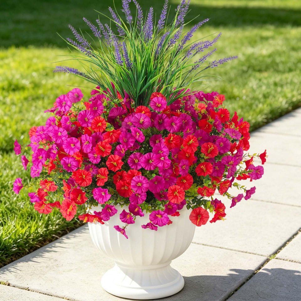 TakeArt morning glory silk bundles for outdoor decoration, vibrant year-round color