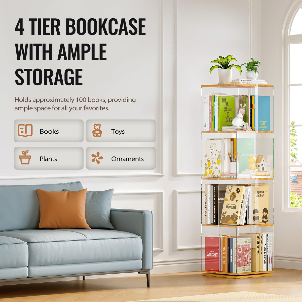 TakeKit kid-friendly playroom bookcase keeps toys and books organized at arm's reach.
