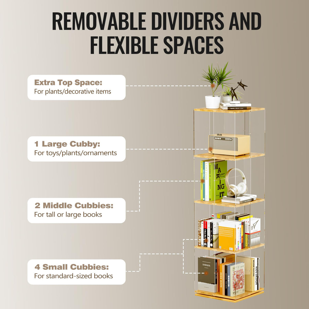 TakeKit versatile bookcase suits living rooms, bedrooms, or study areas.