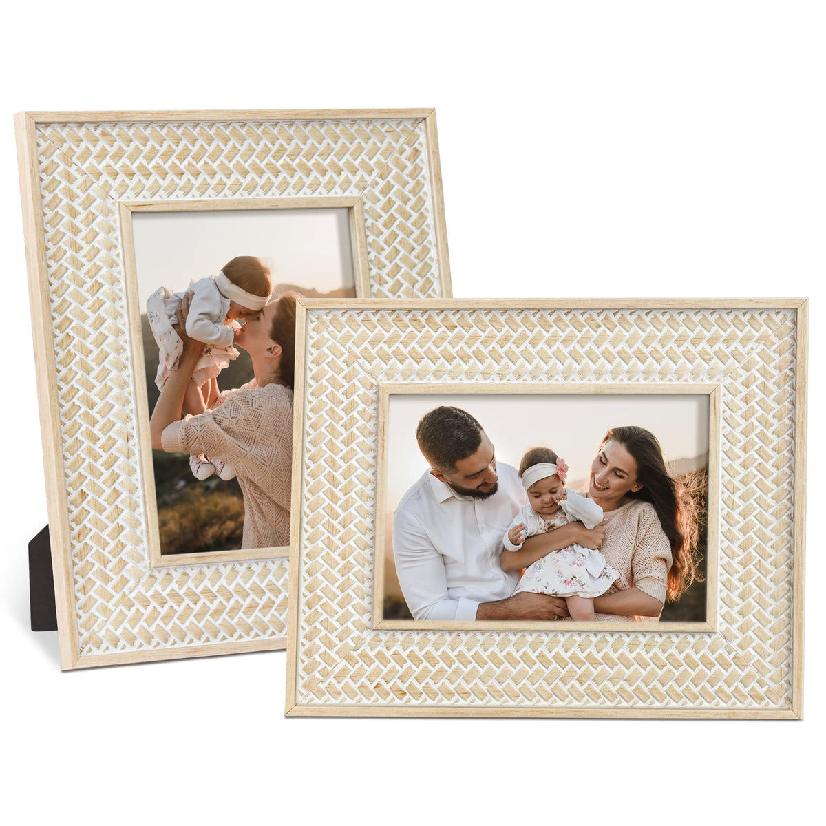 Takfot 5x7 boho frame with rattan pattern for chic wall display.