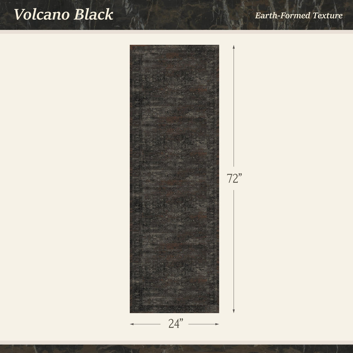 TALANOVA Black Kitchen Runner 2x6 back view highlights durable anti-slip backing for stable placement.