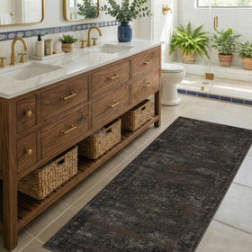 TALANOVA Black Kitchen Runner 2x6 in-hallway scene shows practical footprint.