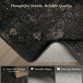 TALANOVA Black Kitchen Runner 2x6 lava red accents add refined warmth.