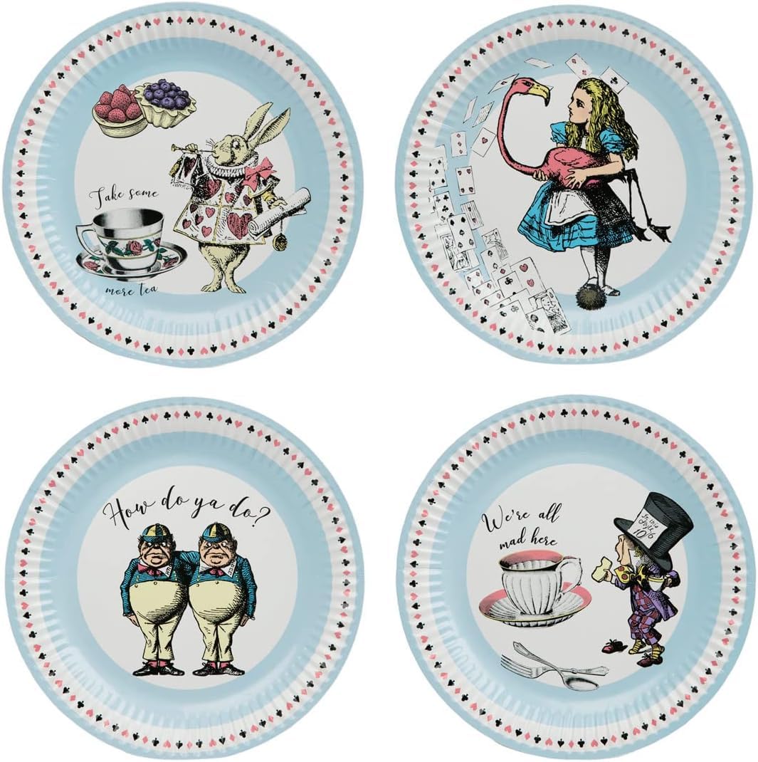 Talking Tables Alice in Wonderland cups completing the themed drinkware set