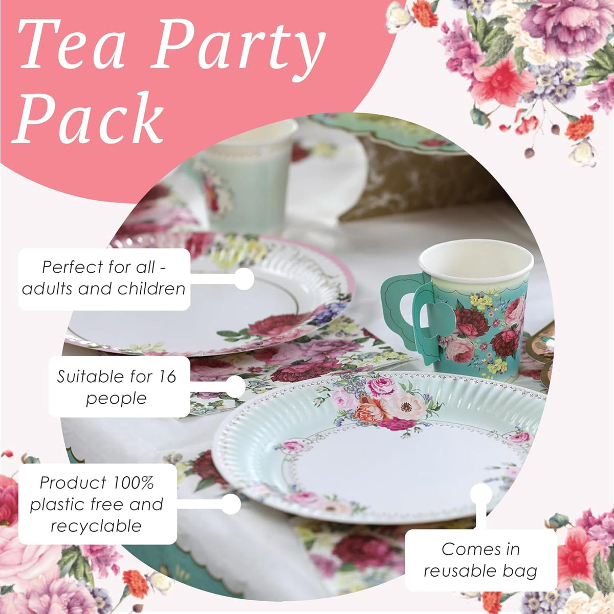 Talking Tables floral napkins with vintage print for refined table settings.