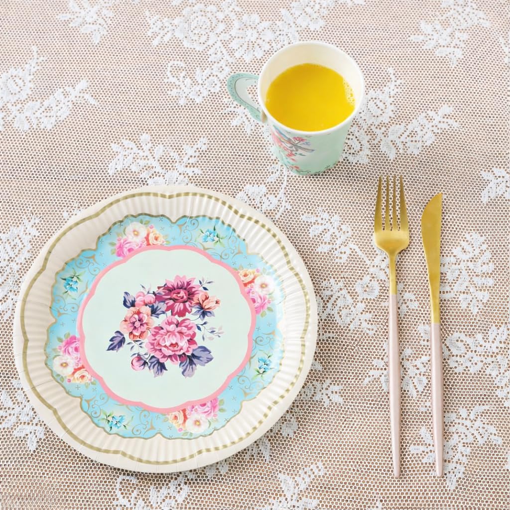 Talking Tables floral teacups with handles for an authentic tea party feel