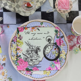 Talking Tables teacups with pink handle add charm and easy disposable tea party setup.