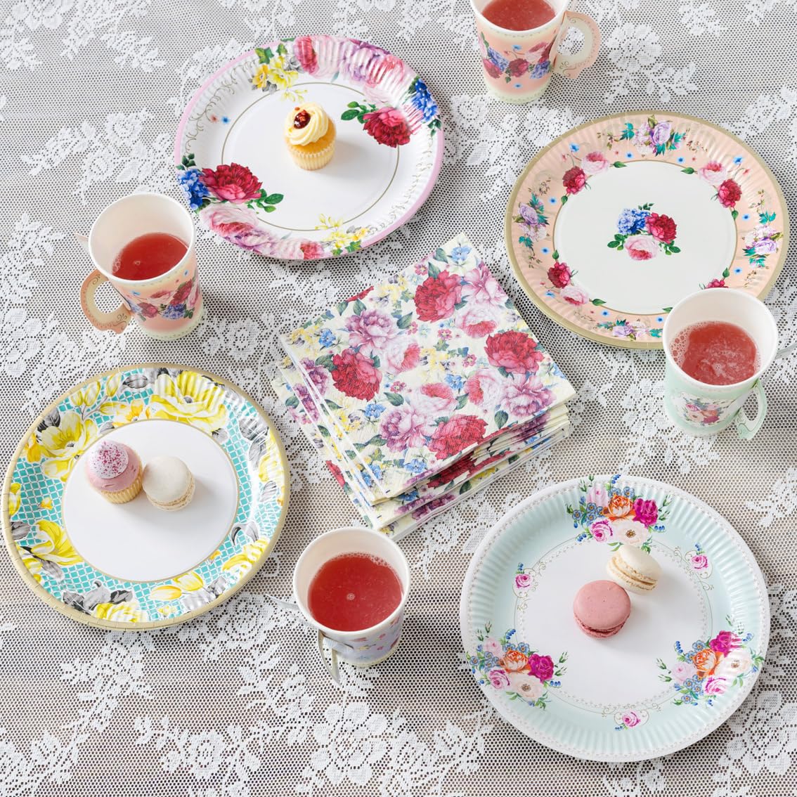 Talking Tables pastel floral design elevates garden or indoor parties.