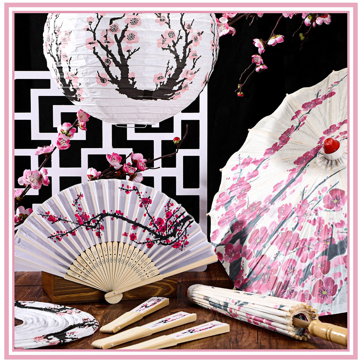 Tallew cherry blossom lantern 30 cm with elegant pink design for venue ambiance.