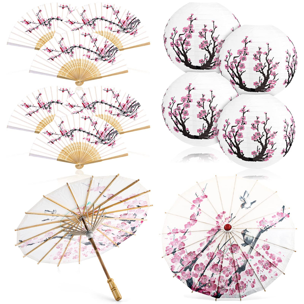 Tallew cherry blossom umbrella with wooden handle for elegant outdoor events.