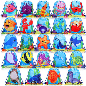 Talltalk ocean animal drawstring backpack, vibrant gym bag for kids and teens.