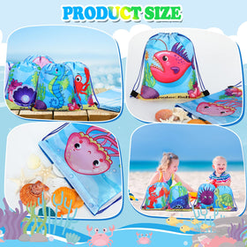 Talltalk ocean animal drawstring backpack, lightweight bag for outdoor activities.