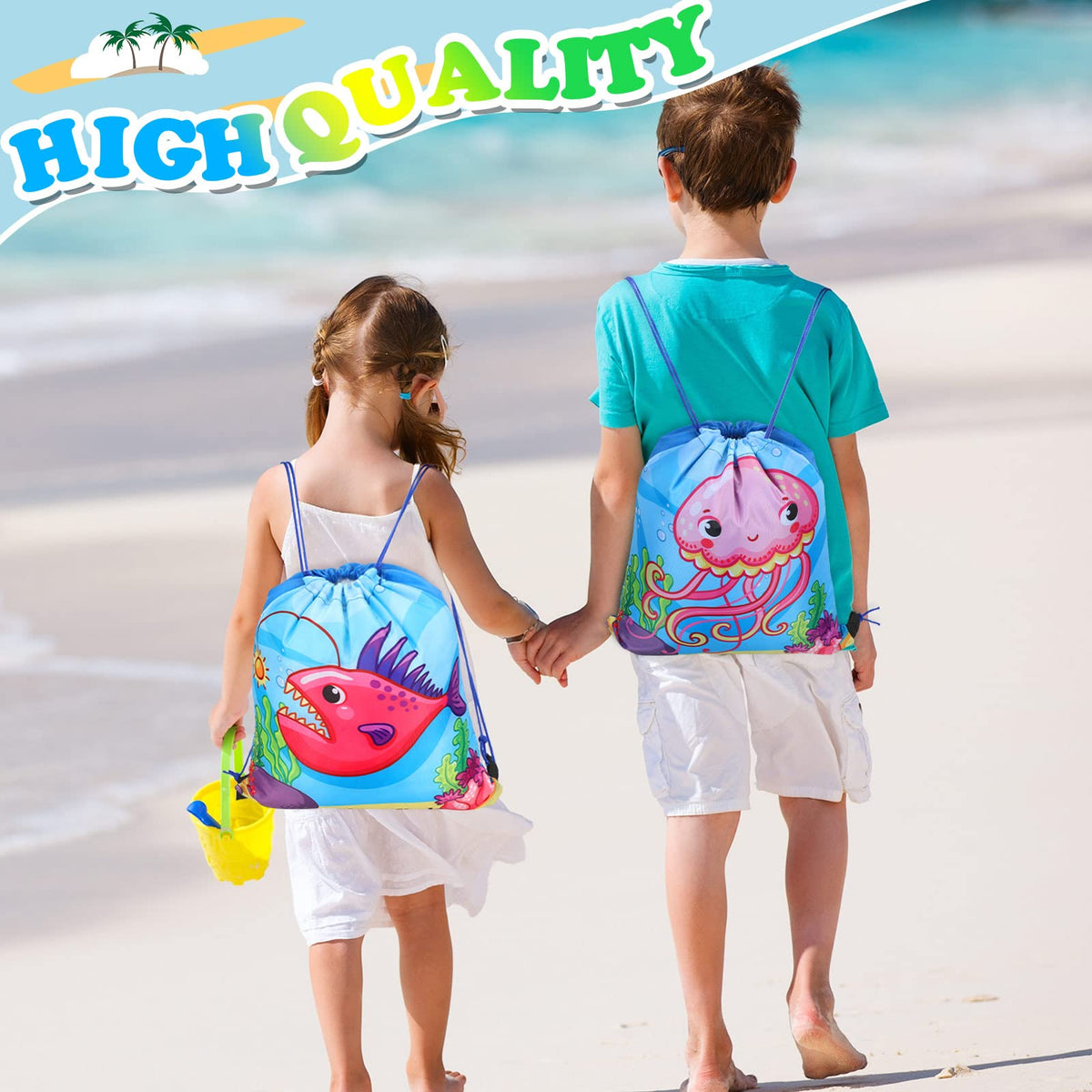 Talltalk ocean animal drawstring backpack, convenient storage for cards, candies, or gifts.