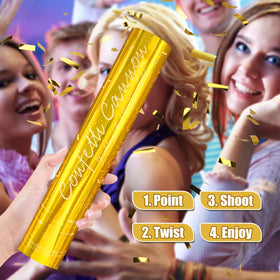 Tamodan Gold Confetti Poppers shower gold foil for festive celebrations and photos.