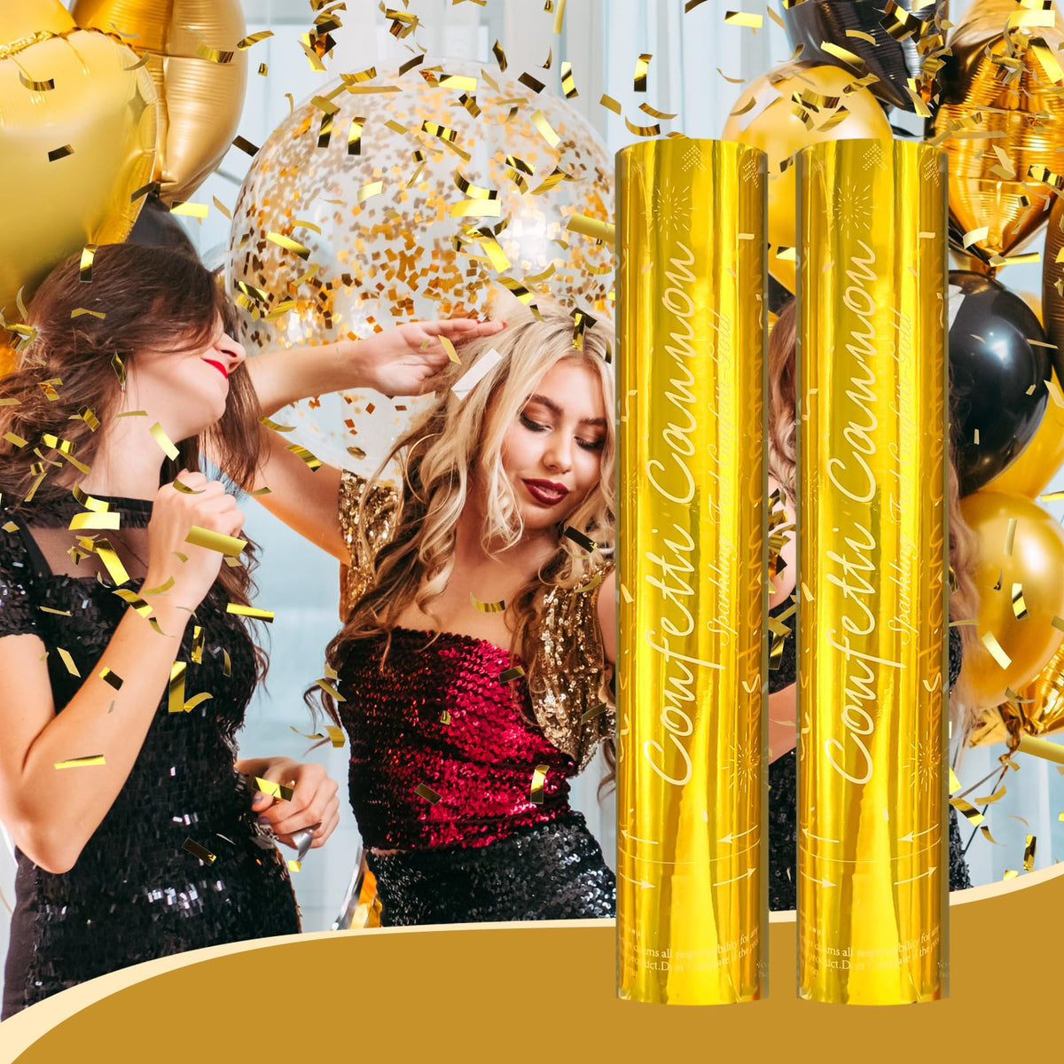 Tamodan Gold Confetti Poppers wedding scene with gold confetti and elegant setup.