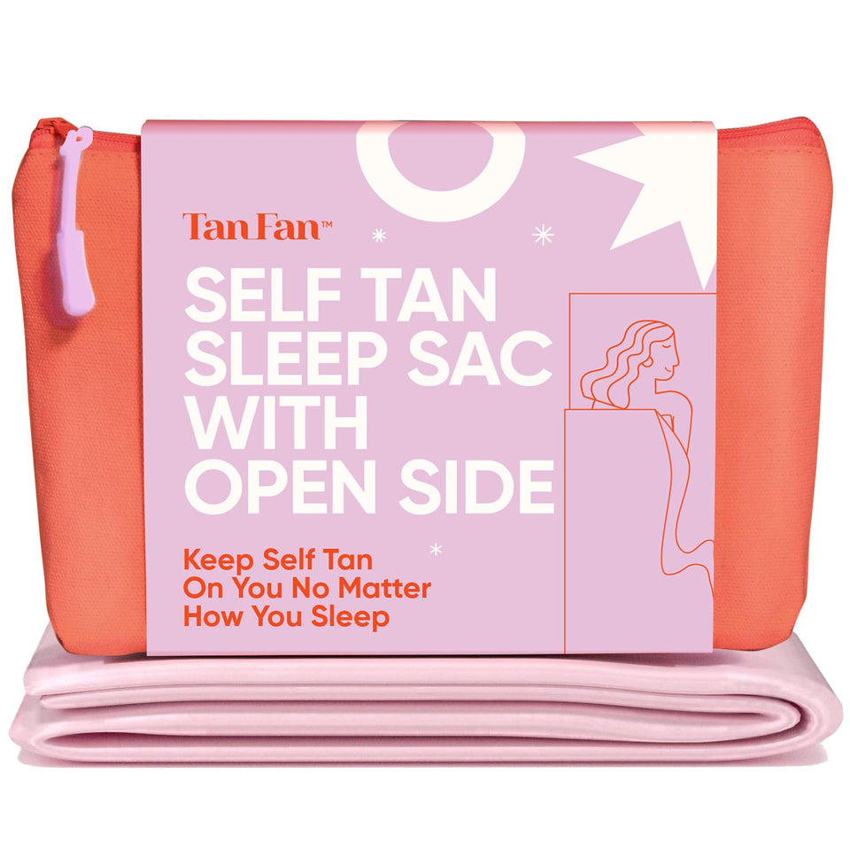Tan Fan Sleep Sack with open side design for cooler, flexible sleep.
