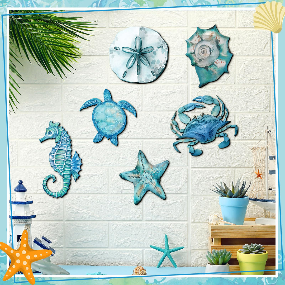 Tandefio conch wall decor adds texture and coastal elegance.