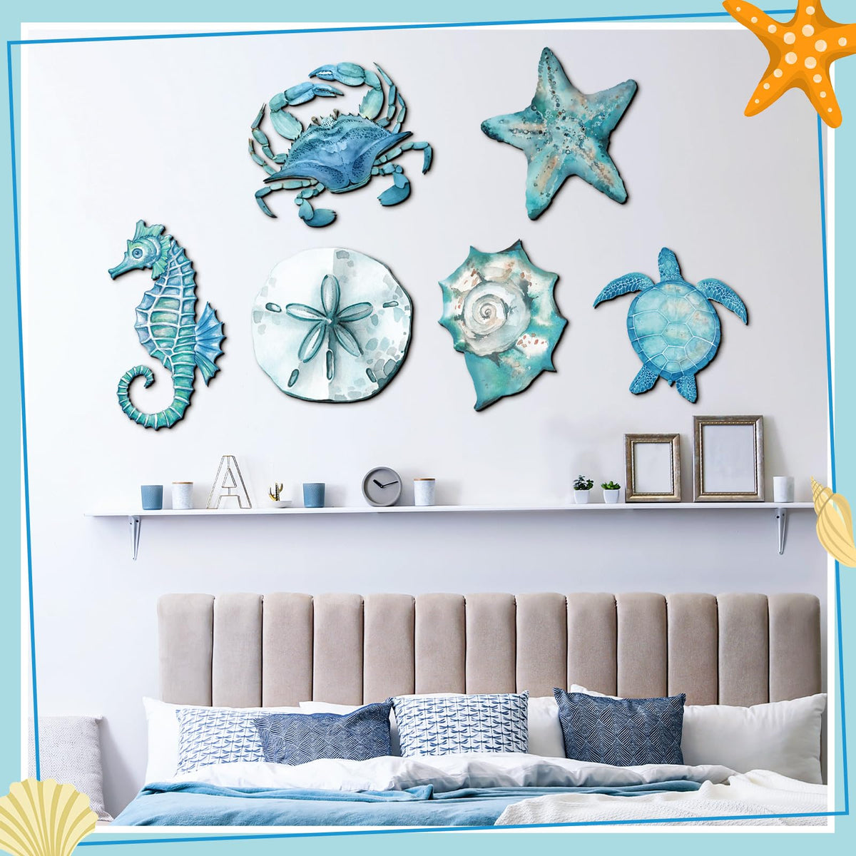 Tandefio crab wall decor creates a playful nautical focal point.