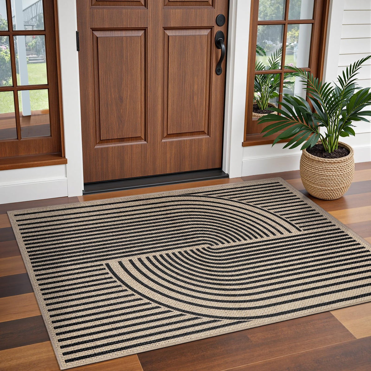 Tangsoo Easy Jute 3x5 rug shows non-slip backing for stable placement on smooth floors.