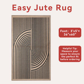 Tangsoo Easy Jute 3x5 rug ultra-thin profile fits under doors and furniture smoothly.