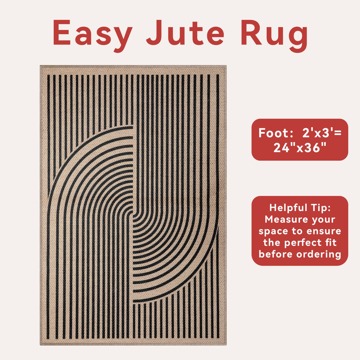 Tangsoo Rainbow Easy Jute Rug suits entryways, kitchens, and porches.