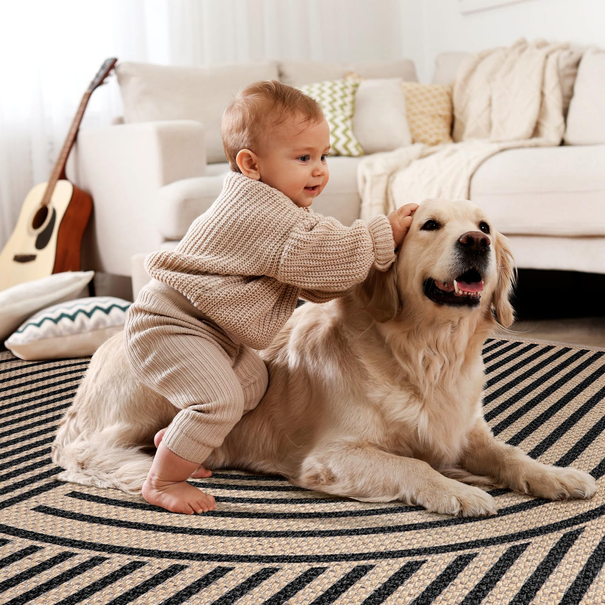 Tangsoo Rainbow Easy Jute Rug adds color and warmth to any room.