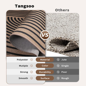 Tangsoo Rainbow Easy Jute Rug ultra-thin profile fits under doors smoothly.