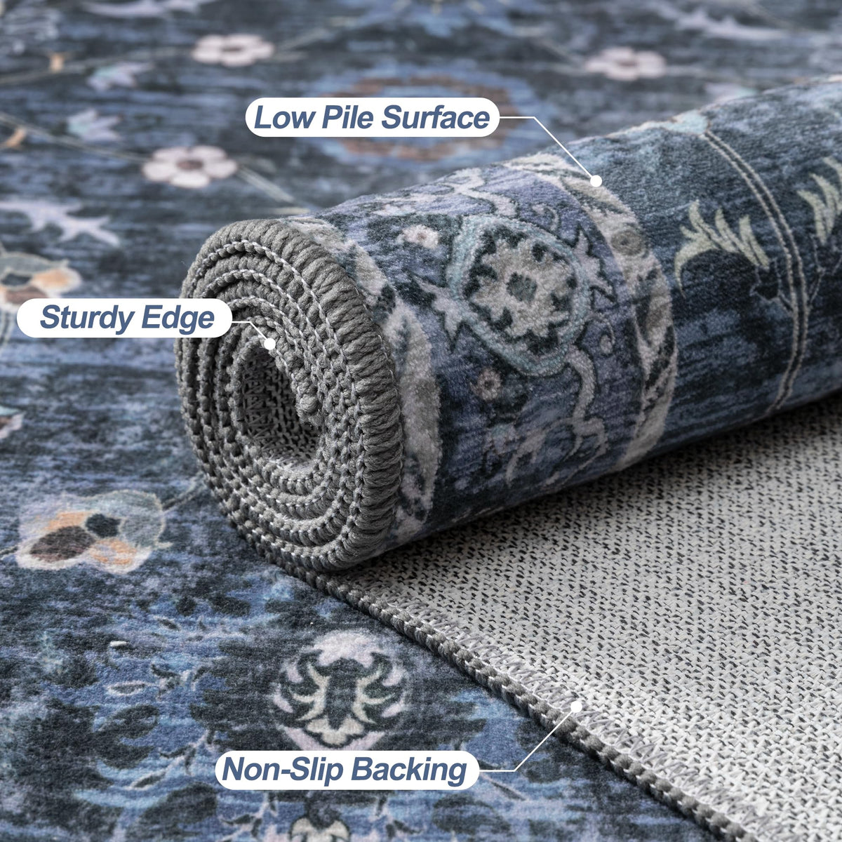 Tangsoo non-shedding rug with reinforced edges stands up to busy households.