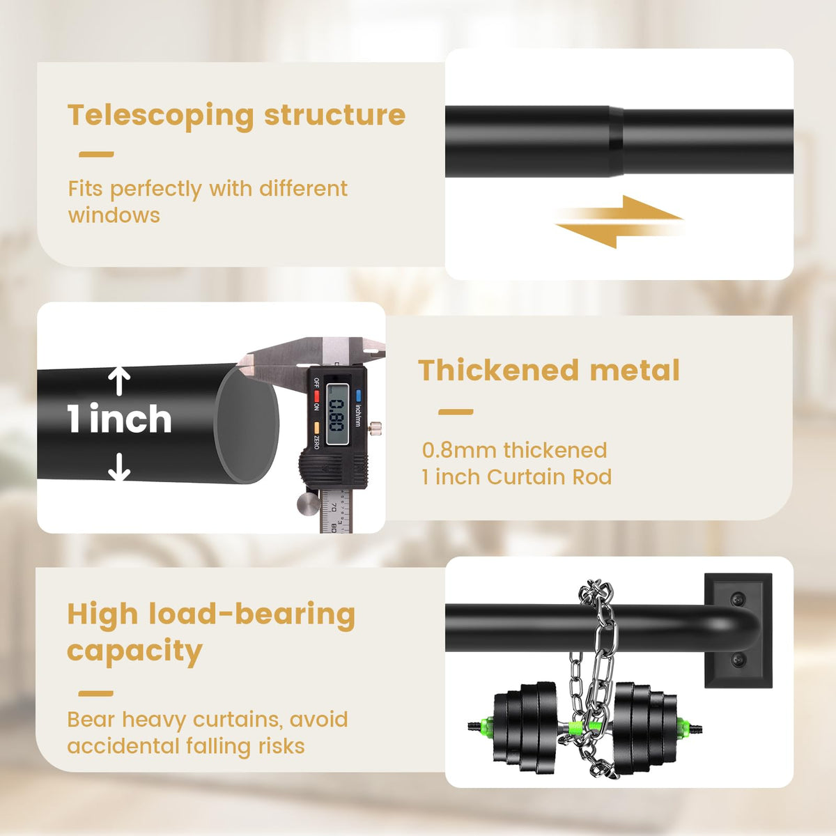 Tangwin adjustable telescopic bracket adapts to different window depths.