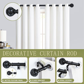 TANGWIN black curtain rod shows 1-inch diameter, emphasizing durable construction.