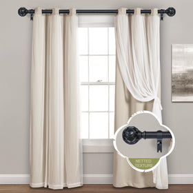 TANGWIN matte black curtain rod enhances room balance and style.