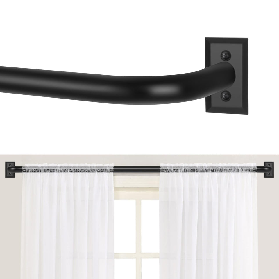 Tangwin wrap-around curtain rod with full coverage for light control and privacy.