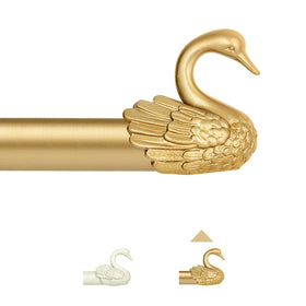 TANGWIN Gold Farmhouse Curtain Rod full view shows warm brass finish and decorative style