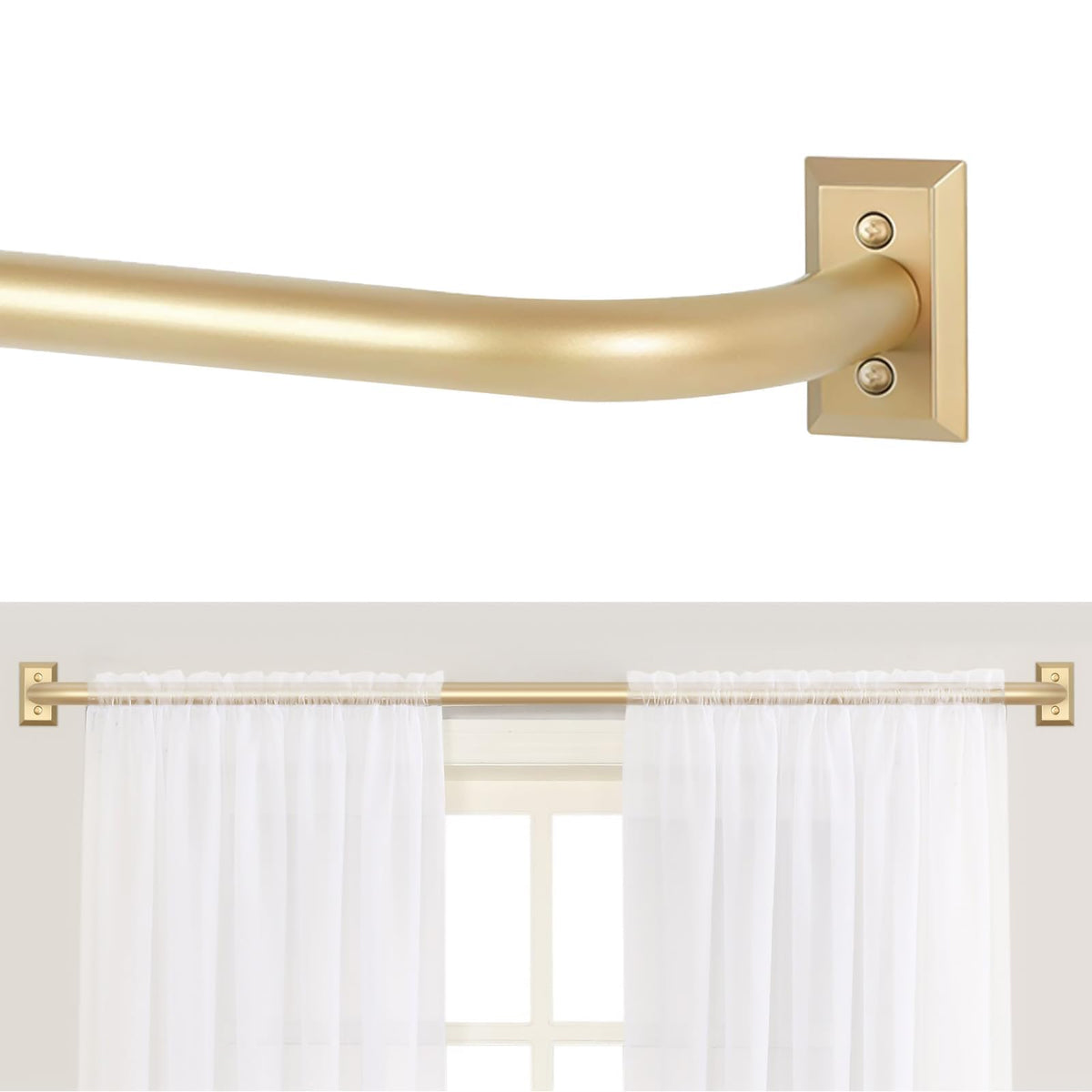 TANGWIN Gold wrap-around curtain rod full coverage highlights seamless window treatment and light control.