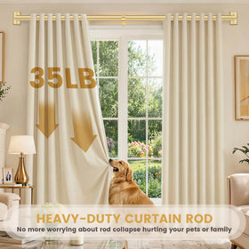 Tangwin heavy-duty gold curtain rod set with secure screws and anchors.