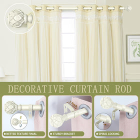 TANGWIN white farmhouse curtain rod extension for 36-88 inches, seamless length adaptation.