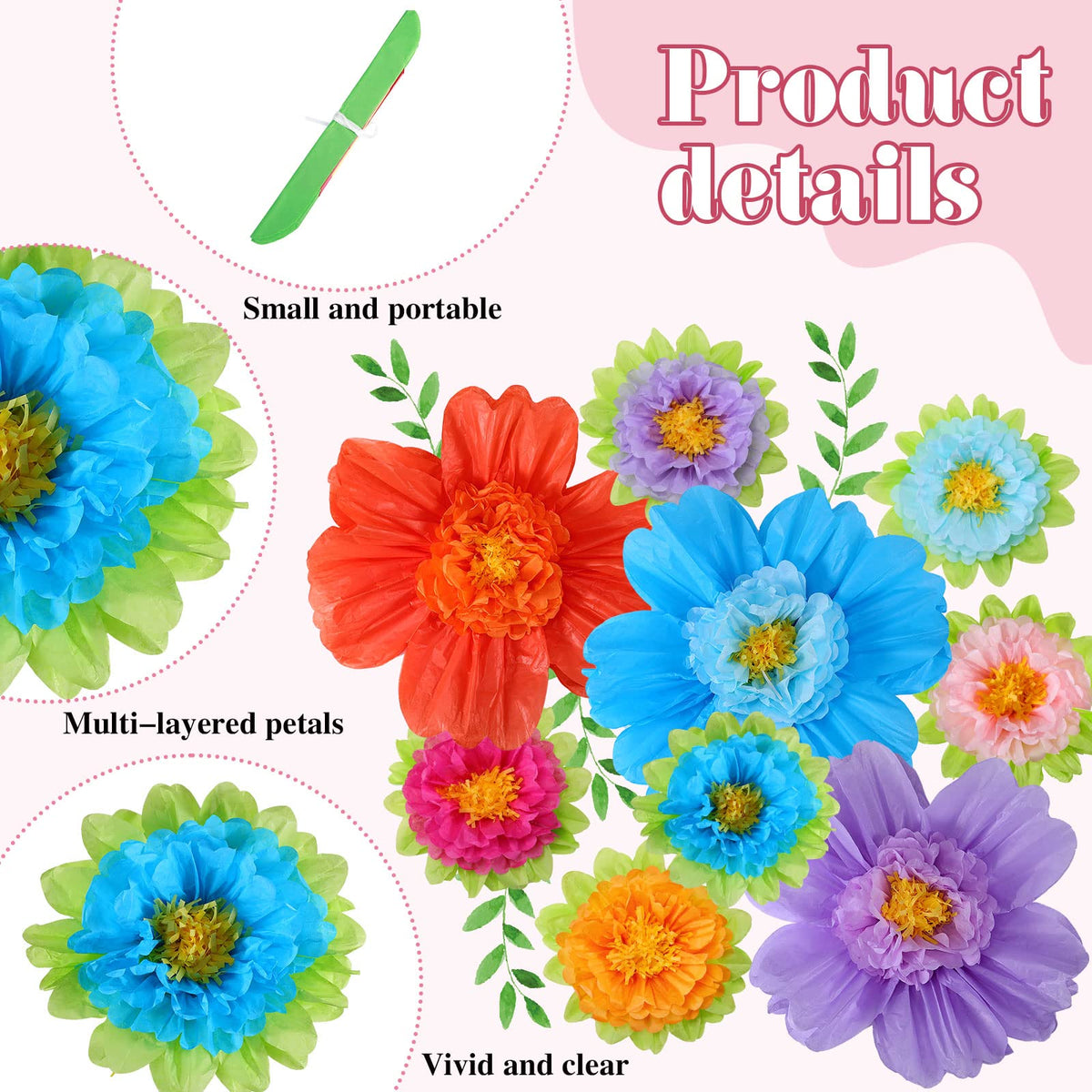 TaoBary deluxe large-size flowers for easy wall décor placement.