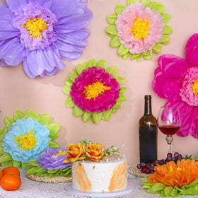 TaoBary large paper flowers serve as eye-catching table or dessert décor.