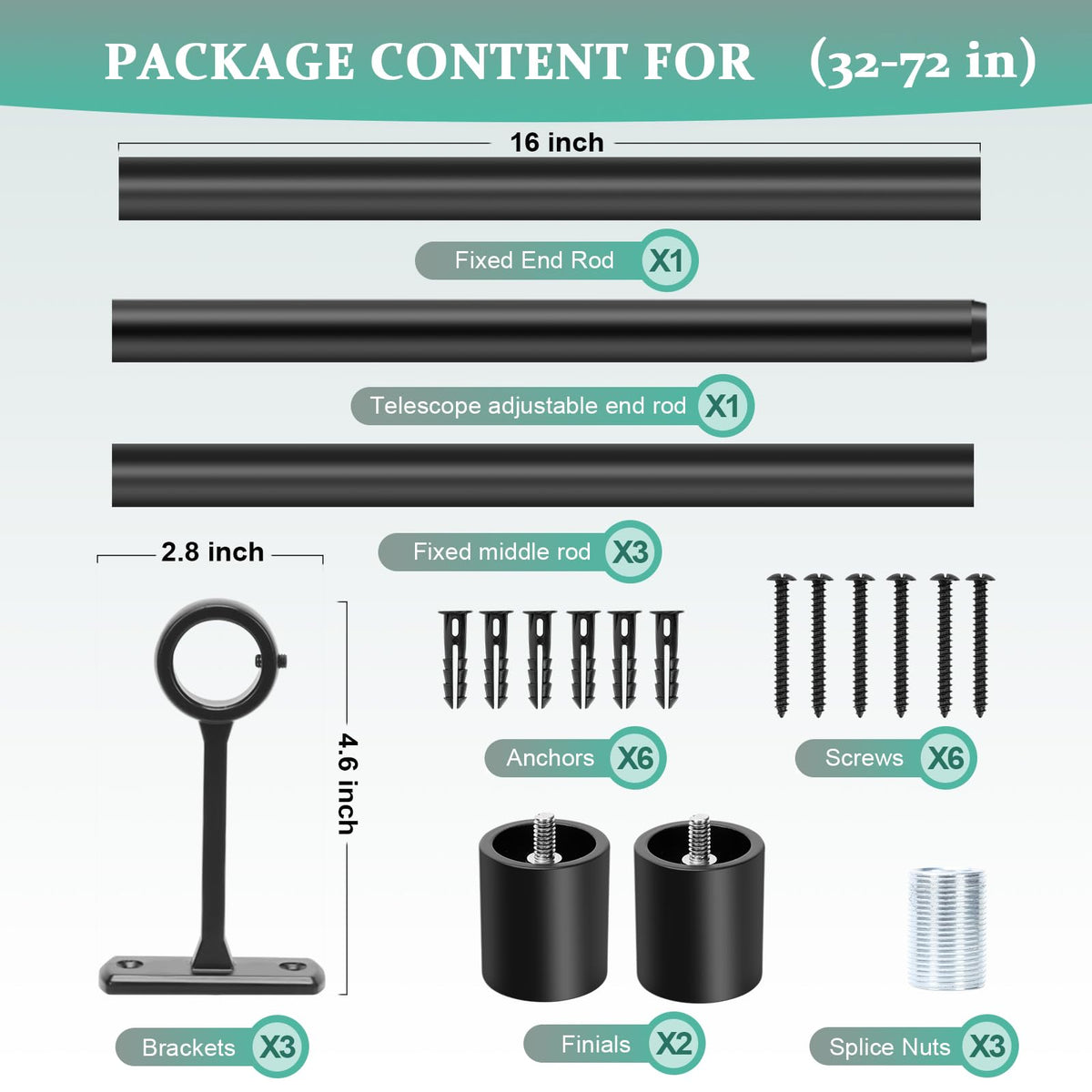 Taoberfuli heavy-duty rod withstands up to 50 lb indoors or outdoors.