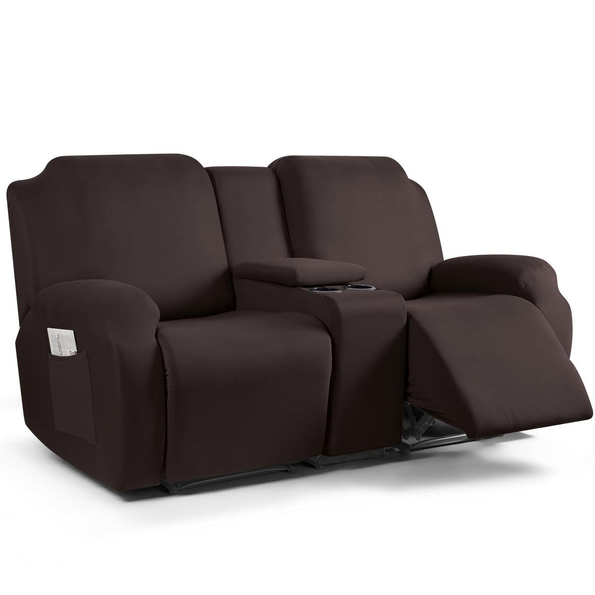 TAOCOCO reclining loveseat slipcover with middle console in coffee protects furniture and refreshes space.