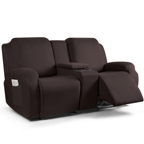 TAOCOCO reclining loveseat slipcover with middle console in coffee protects furniture and refreshes space.