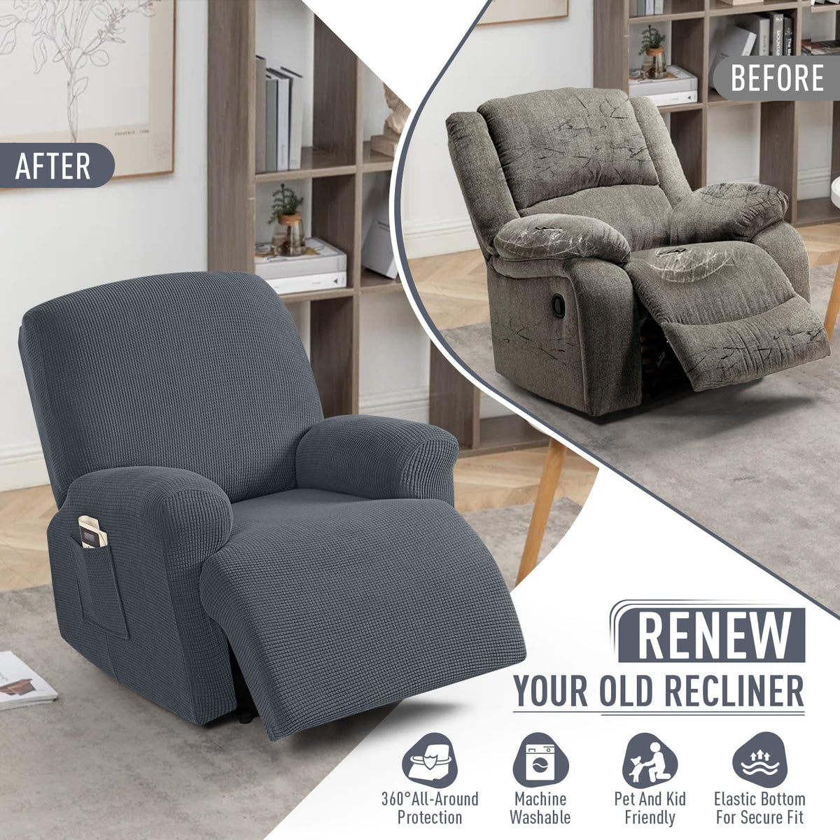 TAOCOCO recliner cover arm-right, flexible fabric and arm protection.