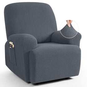 TAOCOCO recliner cover back view, secure fit and protective jacquard fabric.
