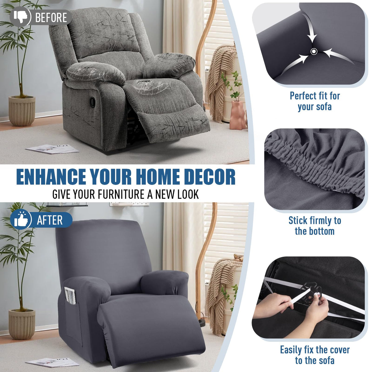 TAOCOCO recliner cover demonstrates easy installation with minimal adjustments