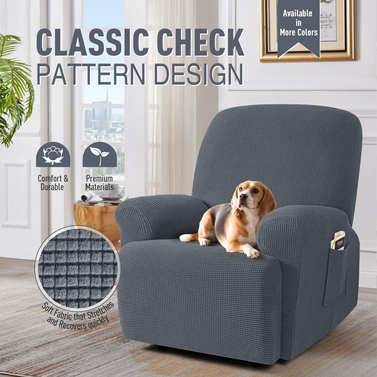TAOCOCO recliner cover front view, easy slip-on installation.