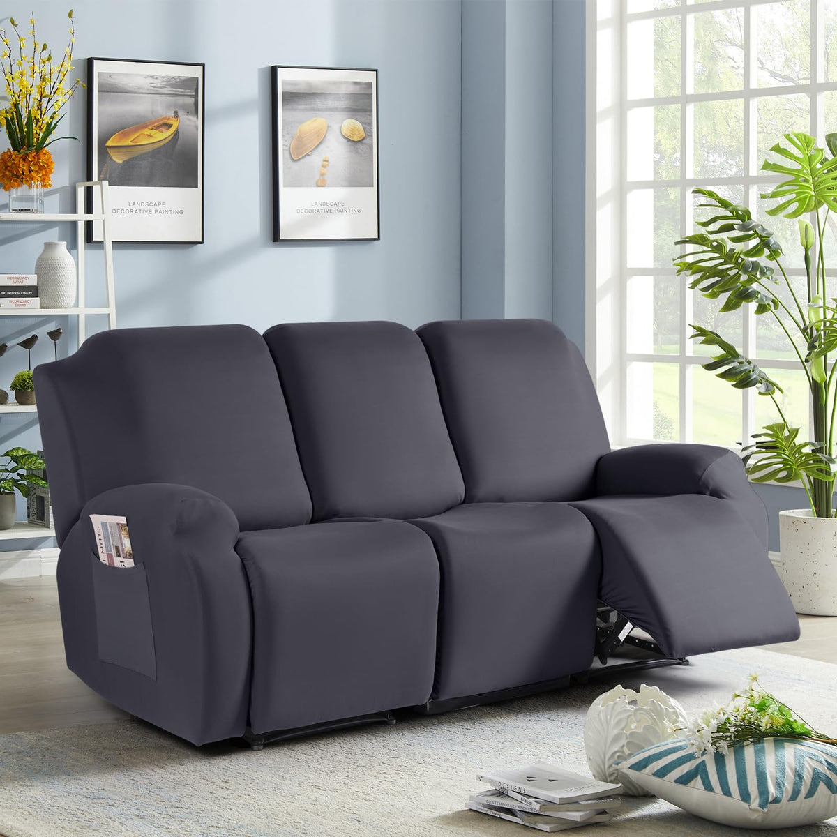 Dark gray TAOCOCO slipcover swatch blending with decor