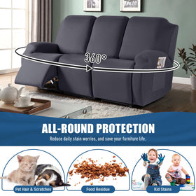 Installed TAOCOCO slipcover on a 3-seat recliner with armrests for a secure fit